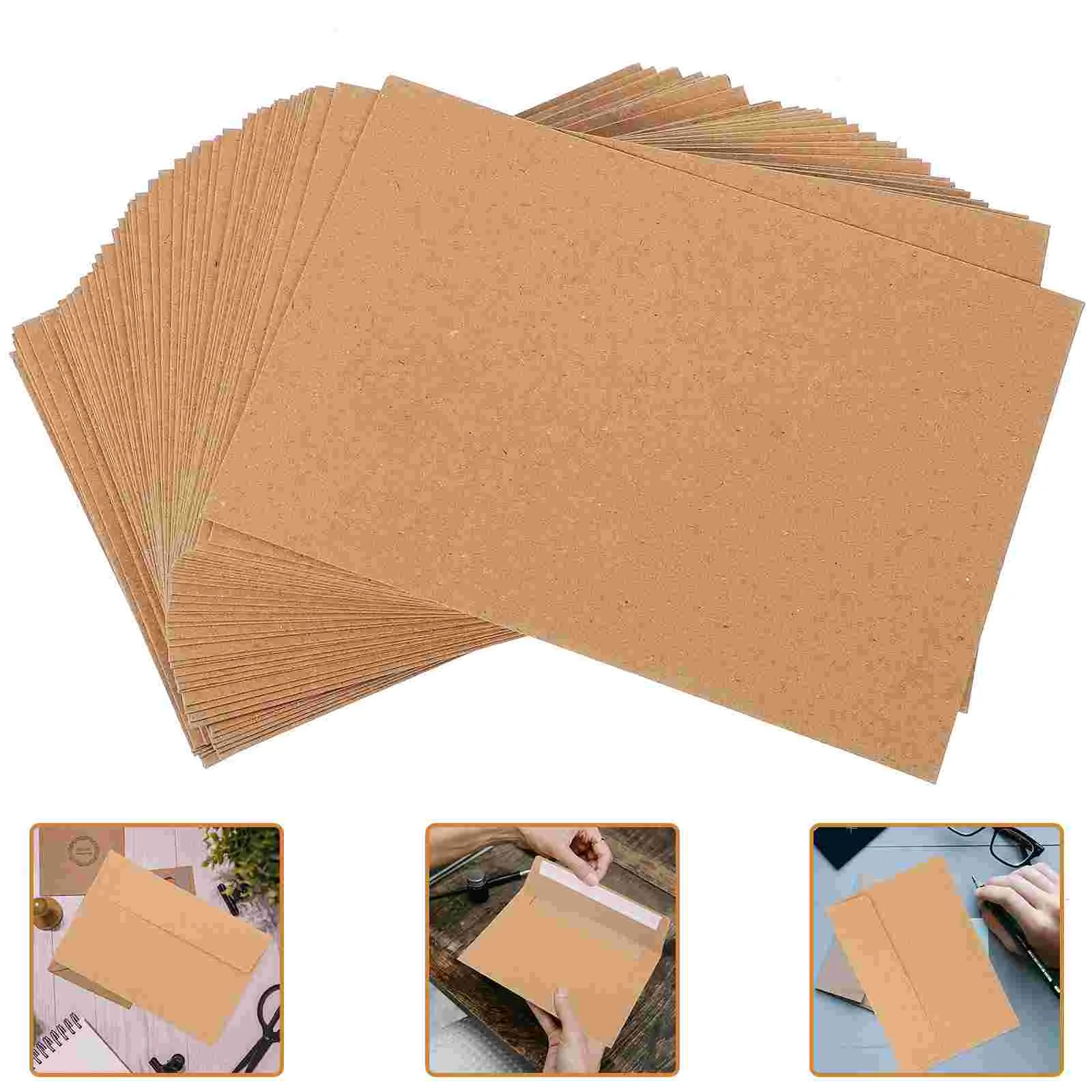 50 Pcs Letters Envelope Self-adhesive Greeting Cards Party Envelopes Business Mailing Coffee Seal