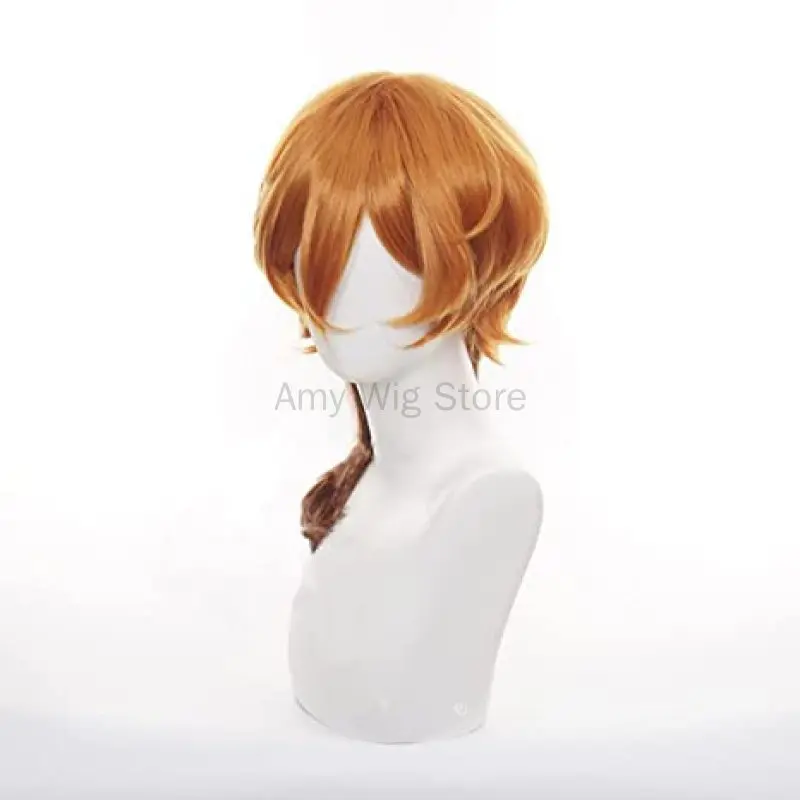 Nakahara Chuuya Peluca de Cosplay pelo sintético resistente al calor Natural + gorro de peluca