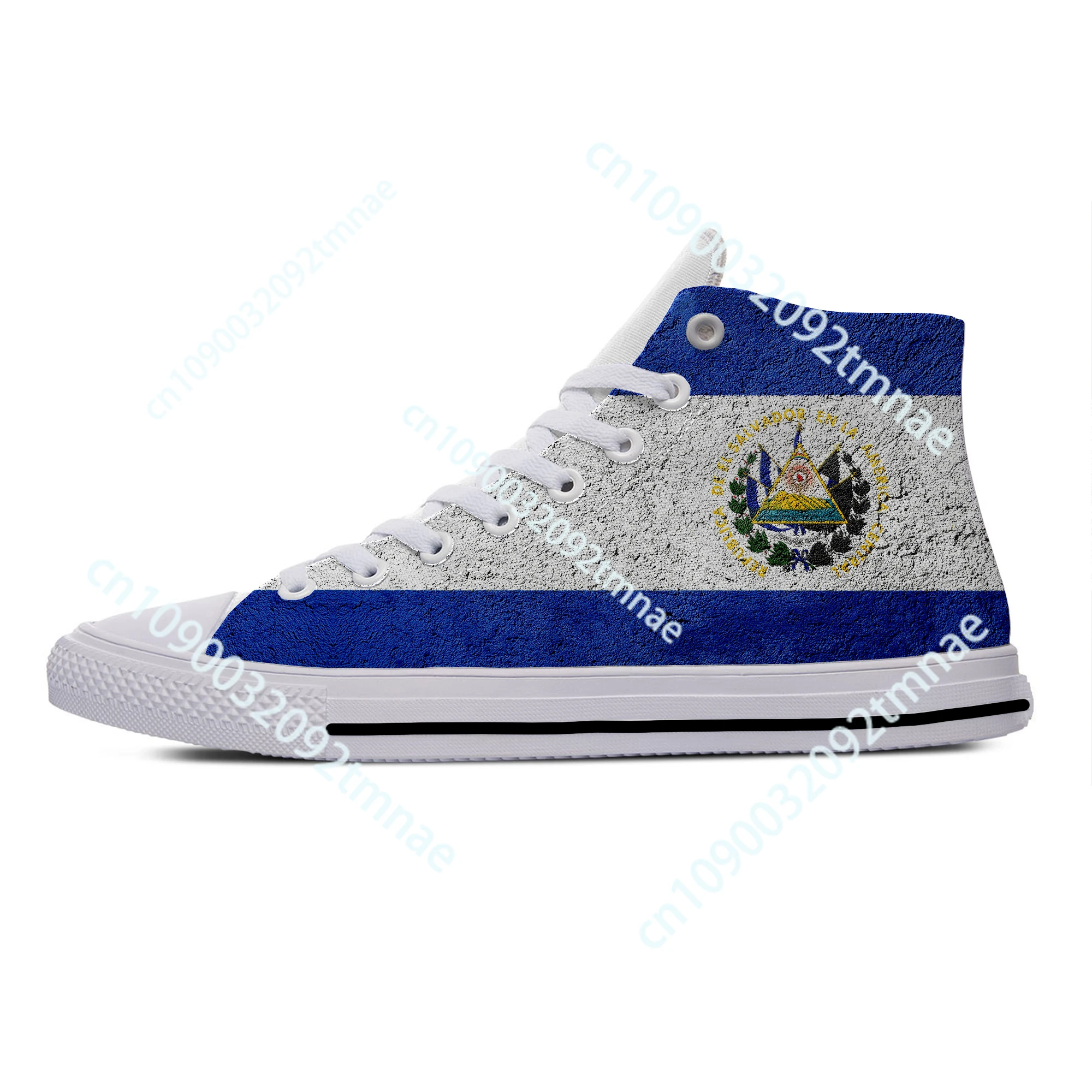 Custom El Salvador Flag Popular Funny Novelty Casual Board Shoes High Top Lightweight Breathable Men Women Latest Sneakers