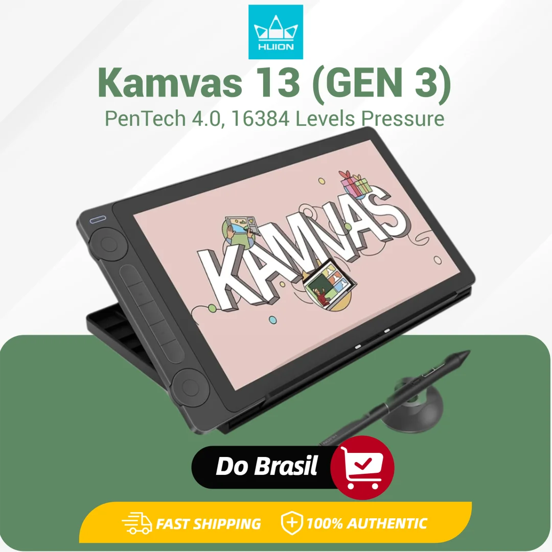 Huion Tablet Kamvas 13 (Gen 3) Tablets Gráficos Monitor 16K Níveis de Pressão 13,3 Polegadas Tela de Desenho PenTech 4.0 Stylus