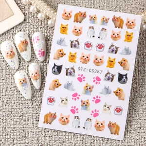Indah Anjing Kucing Hewan Kelinci 3D Korea Kartun Coretan Relief Perekat Stiker Nail Art Lucu Cantik Anak Anjing Kitty Bintang Manikur 12 stiker kucing lucu penjualan terbaik - №