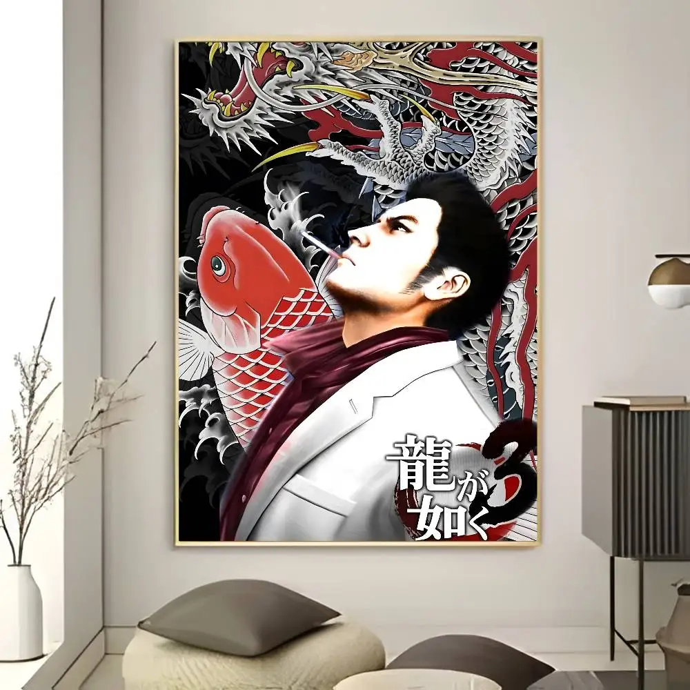ملصق لعبة Yakuza Like A Dragon لديكور المنزل عالي الدقة على الحائط اللاصق المقاوم للماء لتزيين غرفة المعيشة وغرفة النوم