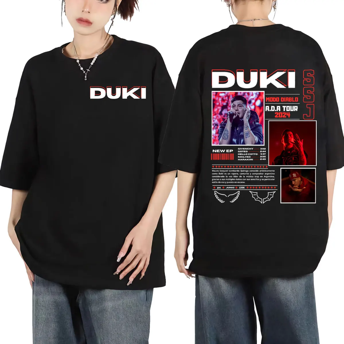 

Trend Rapper Duki ADA Tour 2024 Graphic T Shirt Fashion Hip Hop Short Sleeve T-shirt Men Women Casual Oversized Cotton T-shirts