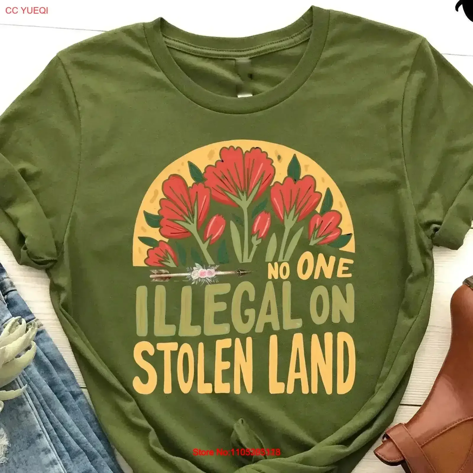 No One Is Illegal On Stolen Land T Shirt Human Rights Immigration Protest Equality Refugee vintage Washed Slightly streetwear