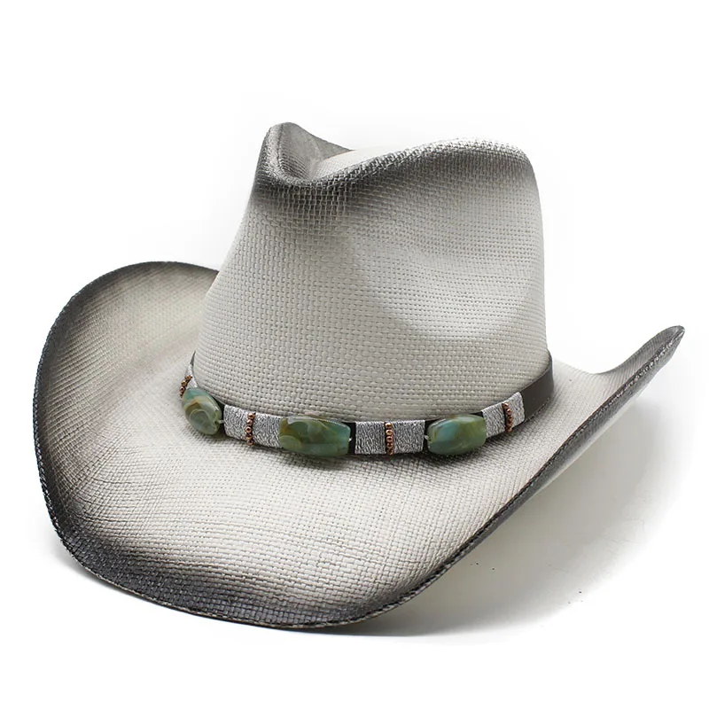 White Cowboy Hat Tibet Travel Photography Beach Sun Hat New Men And Women Spray Paint Straw Hat Bowler Hat Men's Summer