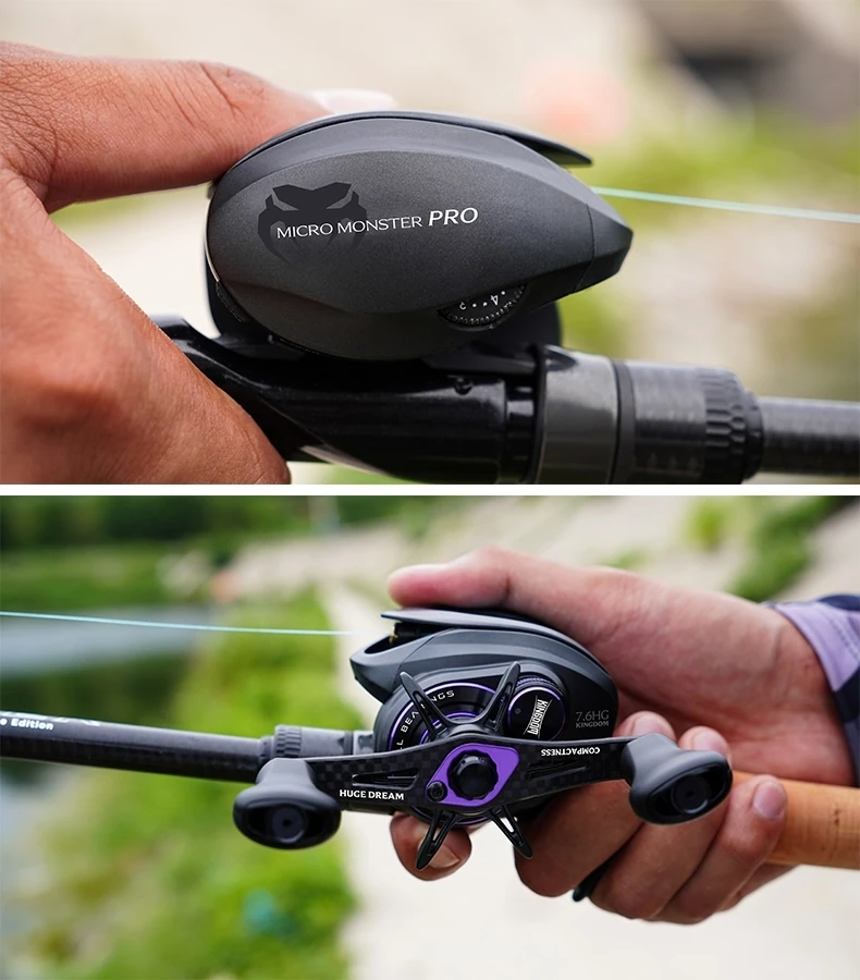 KINGDOM Micro Monster Pro Baitcasting-Angelrolle Metallkörper 7.6:1 6+1BB Süßwasser-Salzwasser-Angelrolle, aufrüstbar für DC-Angeln – Detail 20