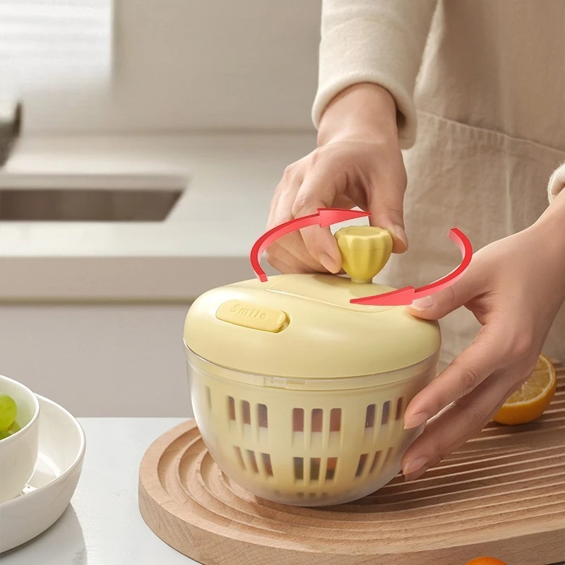 

Salad Vegetable Spinner Manual Fruit Dryer Kitchen Tool Washing Basket Home Essential