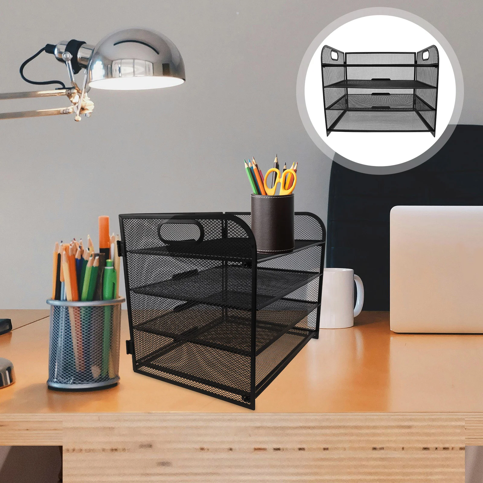 

File Organizer Desk Basket Construction Paper Cute Office Supplies Monitor Stand