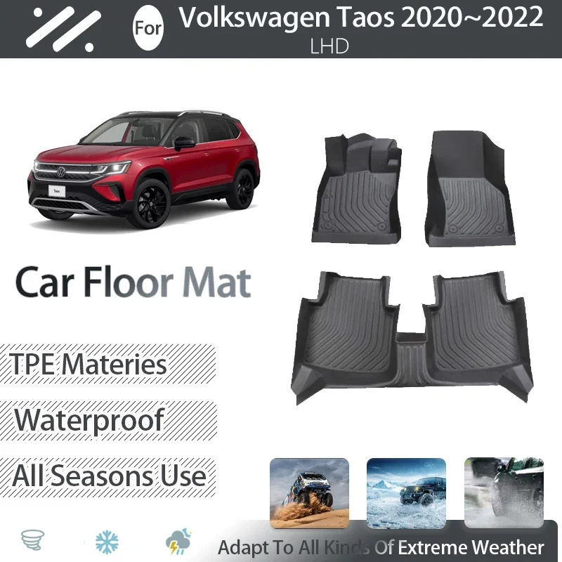 

Car Floor Mats For VW Volkswagen Taos Tharu e-Tharu 2020 2021 2022 Petrol EV Version Waterproof Pad Foot Carpet Auto Accessories