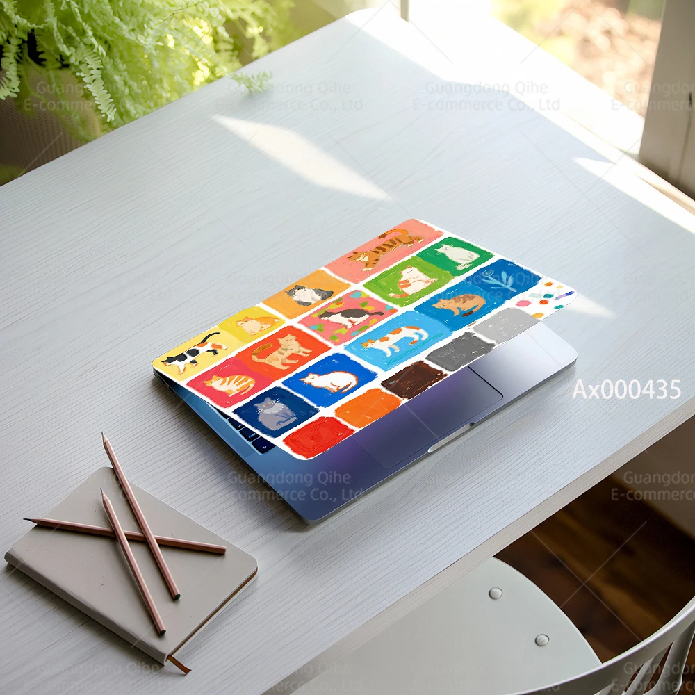 2 Pcs Dreamy Pastel Fairy-Tale Laptop Stickers Self-Adhesive Waterproof Decals for MacBook with Starry Sky & Cute Pets Crafts