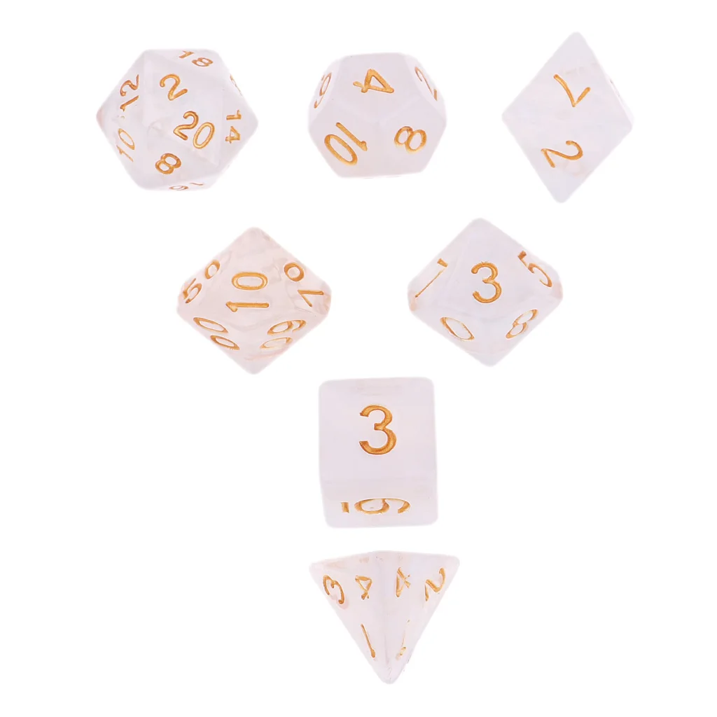 Jogos de dados em acrílico para dungeons & dragons, d4 pacotes de 7, 1.6cm de comprimento, bom para amantes de jogos de dados.