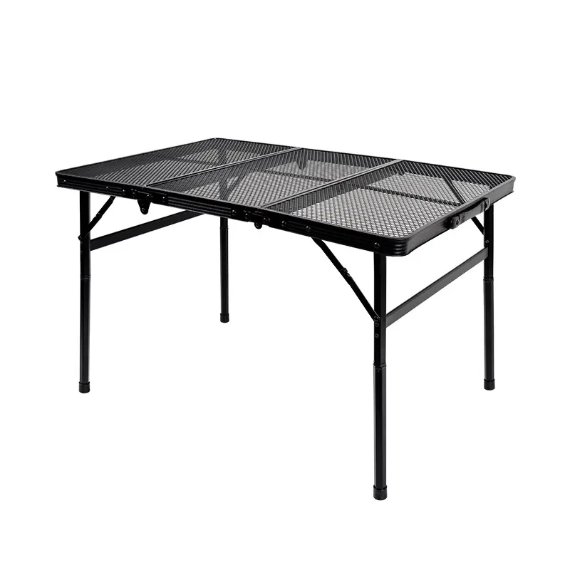 Outdoor Portable Metal Folded Table, Adjustable Night Market Stall Camping Barbecue Folding Iron Grid Table