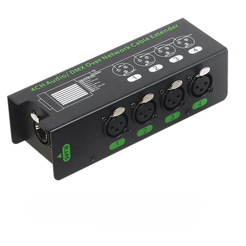 Male Female XLR Audio/DMX 4-Channel 6.5 + 3-Pin  Over Network Cable Extender DMX512 Network Signal Extender