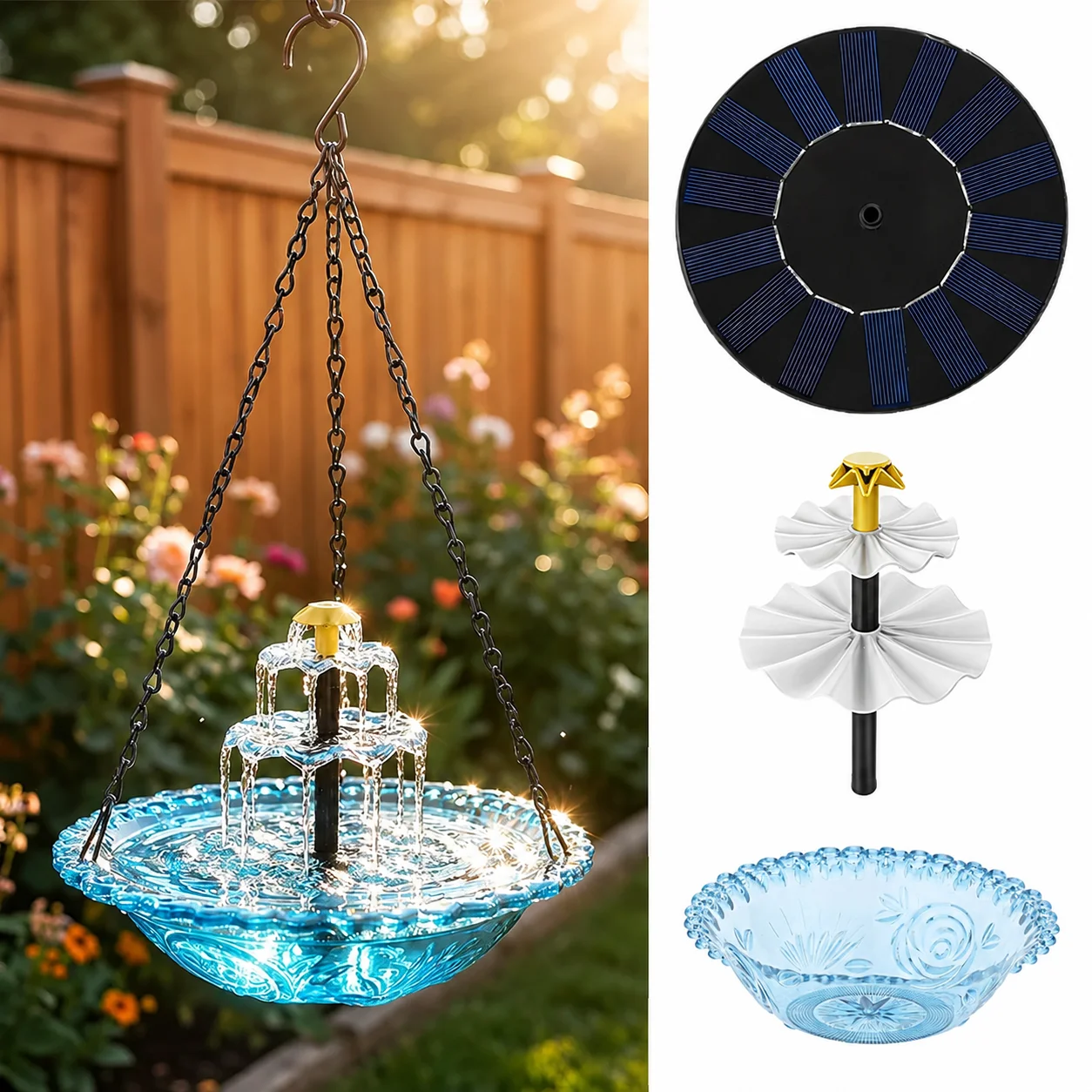 Outdoor Hanging Solar Bird Bat - đánh giá và giá Bonsai Garden Fountain
