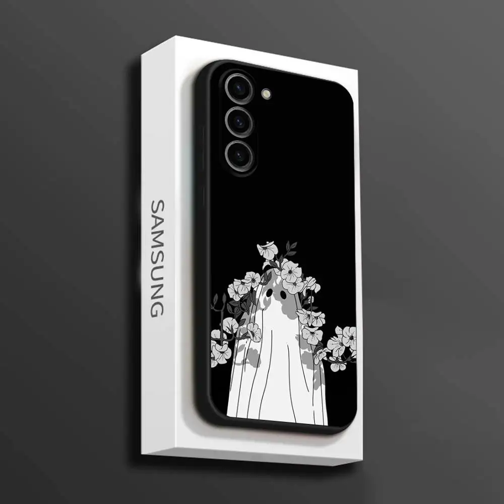 Coque de téléphone fantôme mignon pour Samsung Galaxy A 73,72,51,53,52,71,22,5G, Note, J7,8,9, coque noire souple