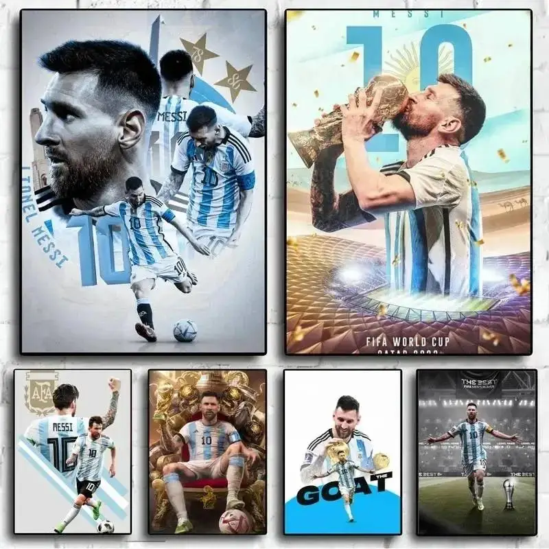 Football Legends Messi  Ronaldo Poster  Frameless Watercolour Painting for Living Room Study Home Decor  Perfect Fan Gifts  Coll