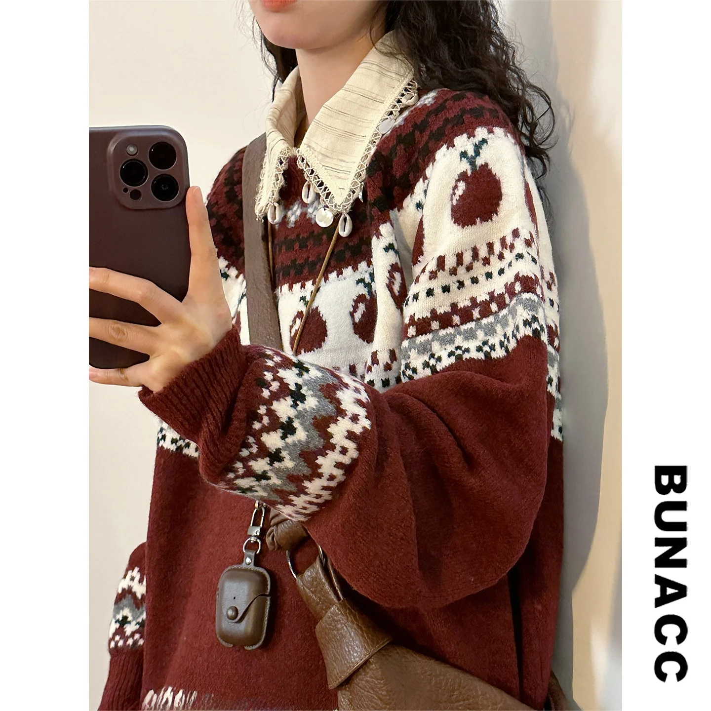 

Вязаный свитер Cisas в стиле Fair Isle с цветовыми блоками, повседневный трикотаж, свободный крой, круглый вырез, длинный рукав, осень-зима