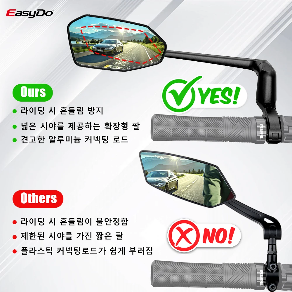 EasyDo 자전거 거울 전기 자전거 핸들 바 백미러(360 회전식 자전거 포함) 도로 산... - 5