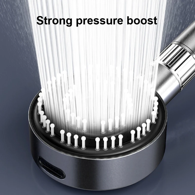 Cabeça de chuveiro de alta pressão para banheiro, 4 modos de filtro, massagem poderosa, spa, chuveiro portátil, economia de água, acessórios de chuveiro