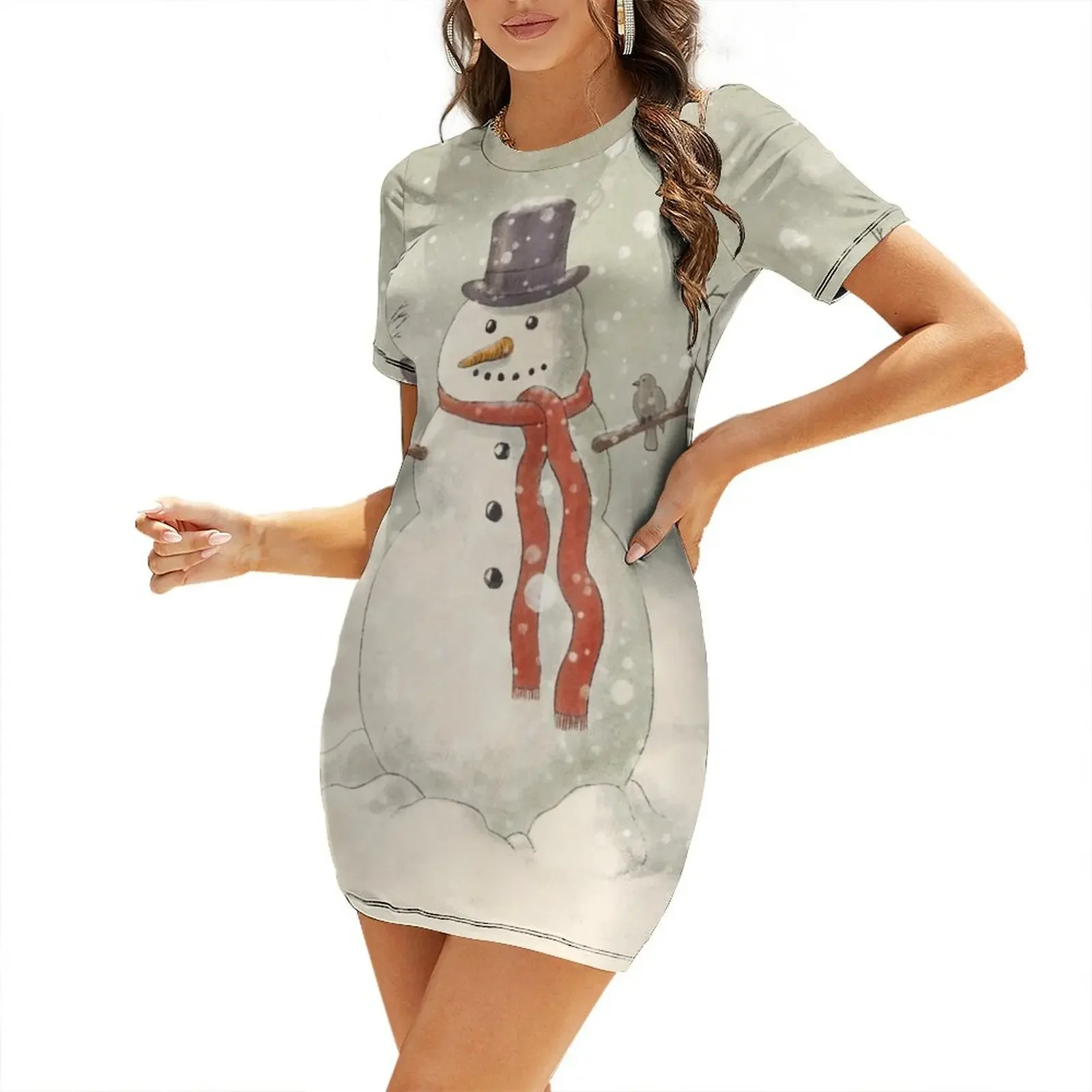

The Snowman Short-Sleeved Dress dresses with long sleeves dress summer Women dresses summer party dresses women Dress