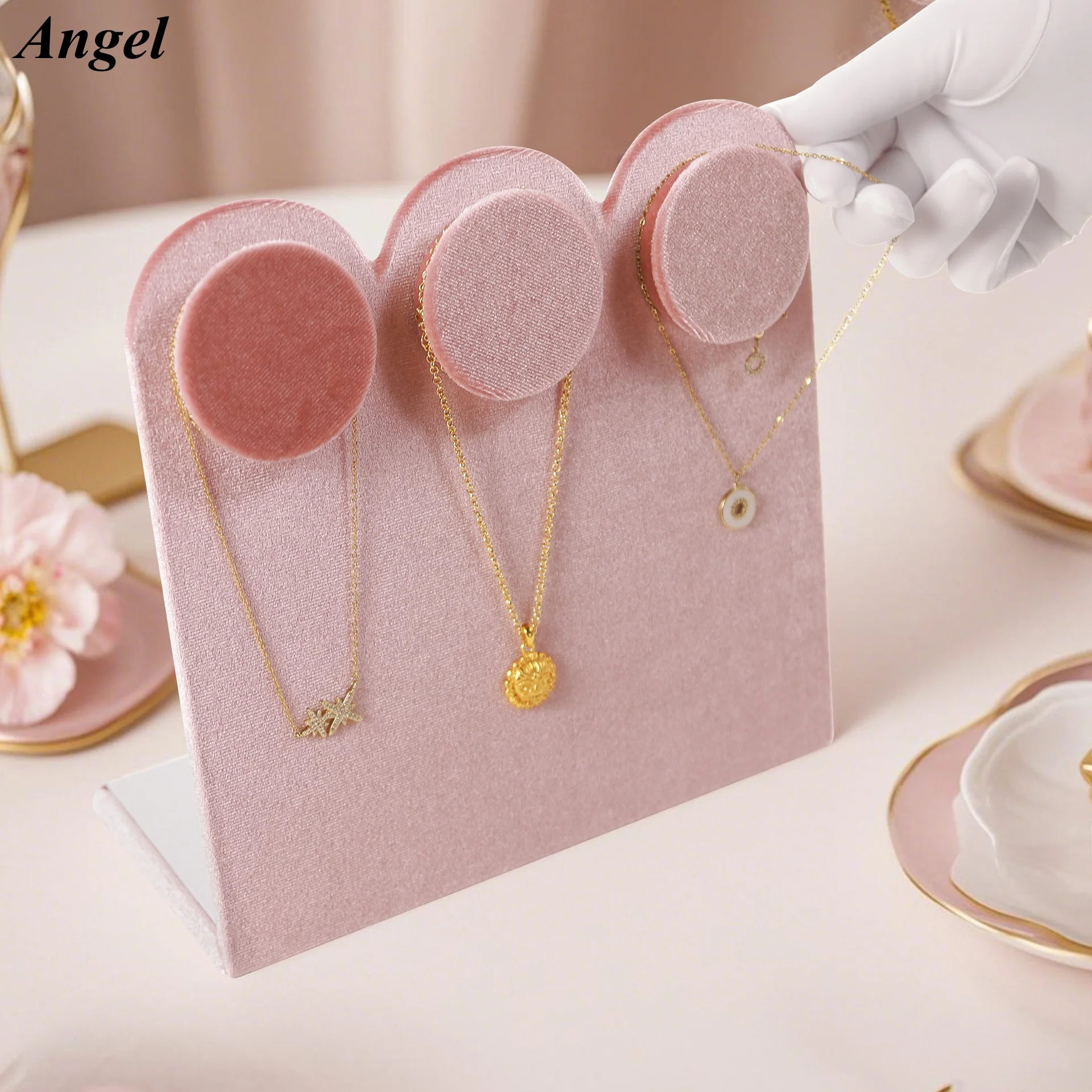 

Professional Pink Multi-Tier Jewelry Display, Rotating Bracelet Stand for Shop Counter Market Stall, Multi-Functional Storage Ra