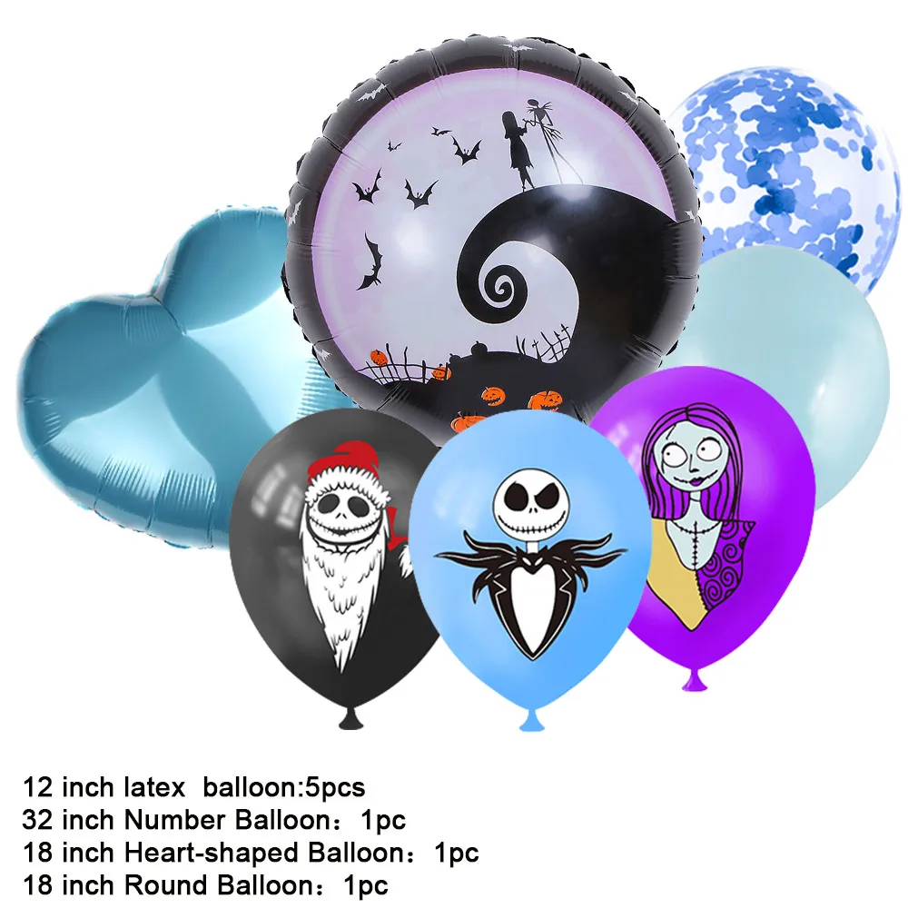 Decoración de fiesta de cumpleaños con temática de pesadilla antes de Navidad, juego de globos digitales de látex para Baby Shower, regalo para niño