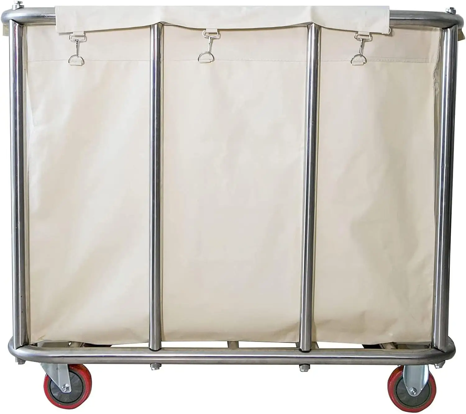 Home,Industrial Large Rolling Laundry Cart Dirty Clothes Bin with Wheels,Heavy Duty Canvas Hamper,260LBS Load (Beige - 11.35 Bus