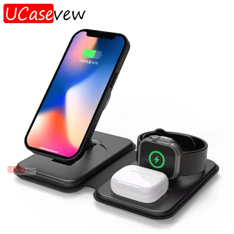 

3 In 1 Magnetic Wireless Charger Stand For iPhone 15 14 13 12 IWatch 8 7 6 AirPods Pro 3 2 Foldable Fast Charging Station Holder