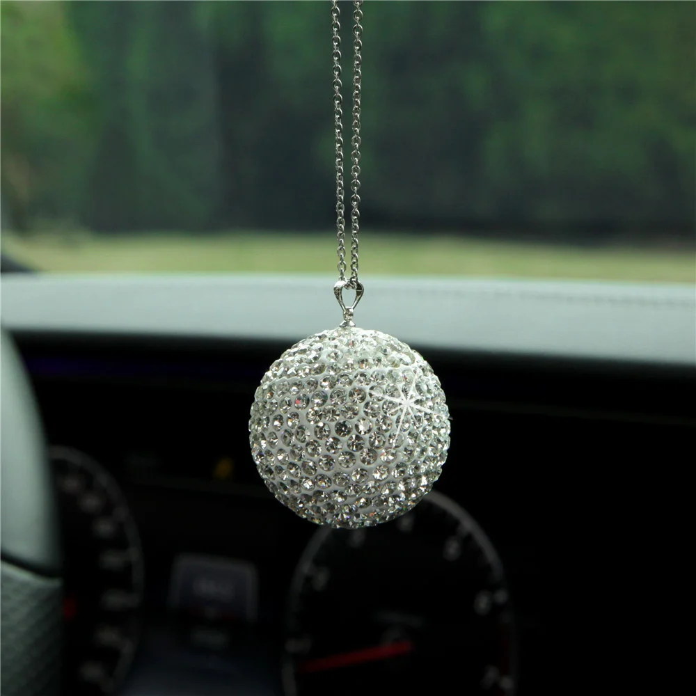 35mm Crystal Ball Hanging Ornaments Creative Colorful Bling Shiny Crystal Ball Pendants For Car Garden Decor Hanging Ornament