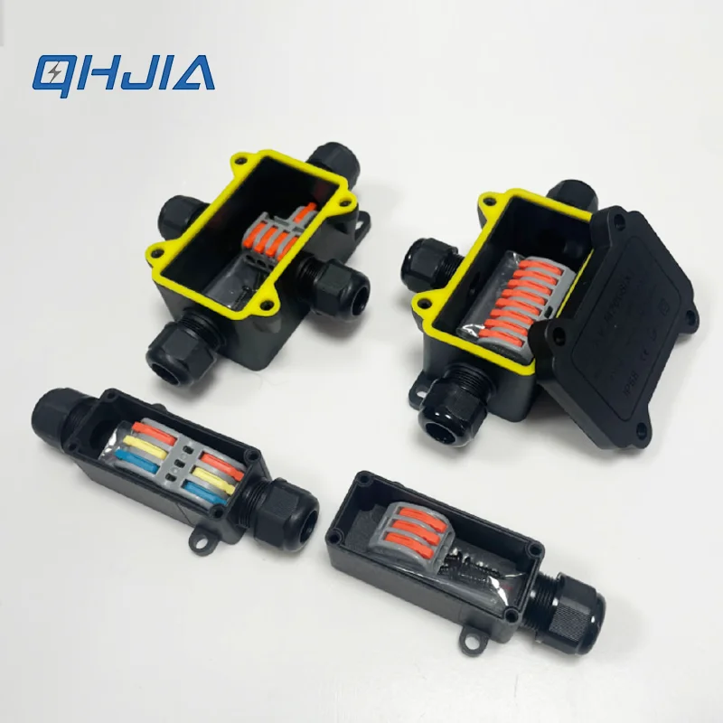 IP68 Waterproof Junction Box PA66 Fast Wiring Terminal Block Outdoor Electrical Cable Connector for Garden LED Light Street Lamp