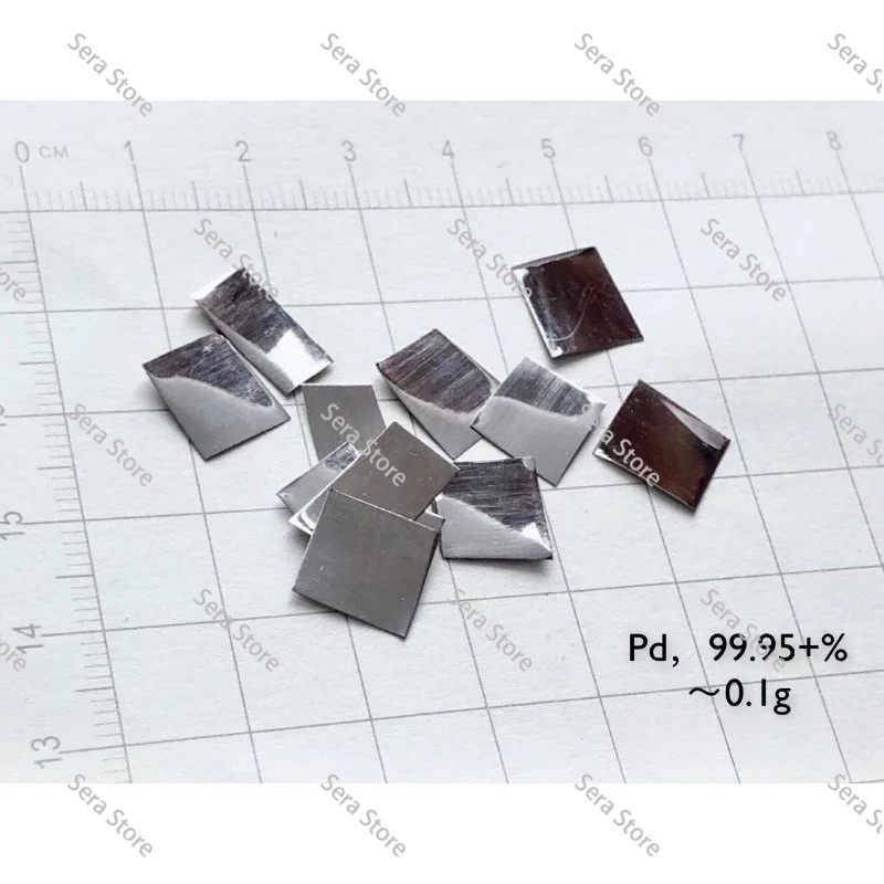 Glass Sealed Polished Palladium Sheet 0.1g Per Piece 99.95% Pd High Purity Metal Flake