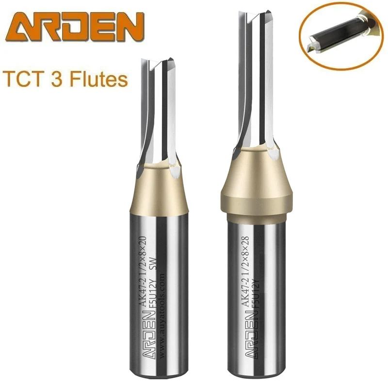 ARDEN TCT 3 Flutes Straight Multifunctional Cutting Router Bit Drilling Trimming Engraving Wood MDF Woodworking Milling Cutter