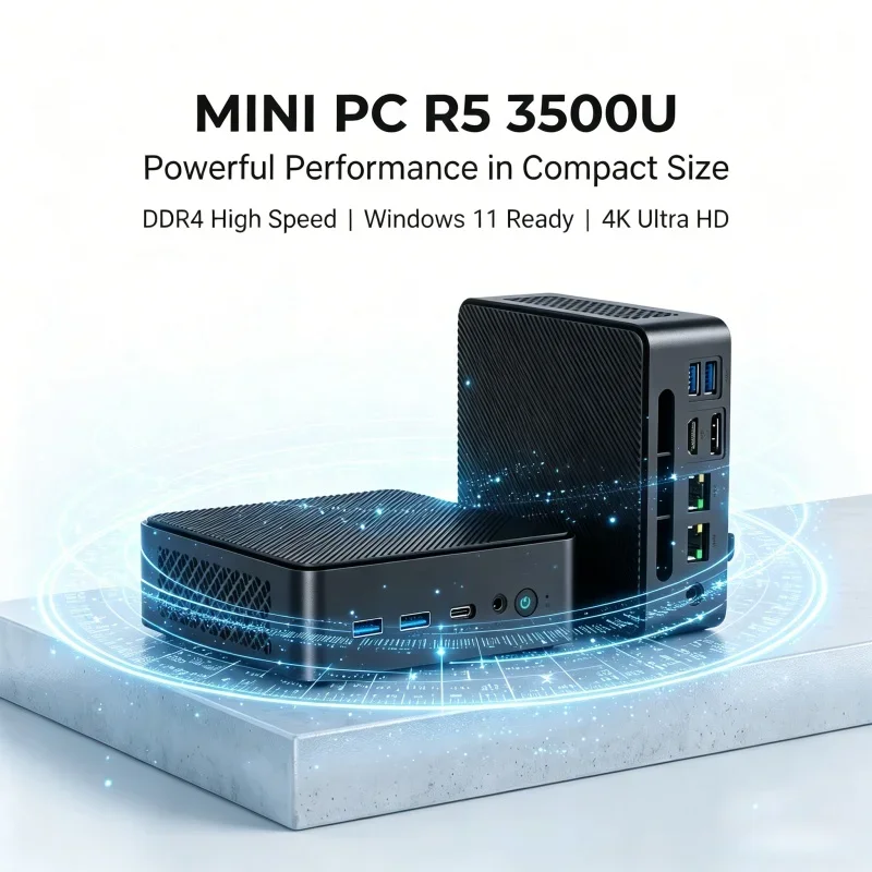 Compact LENO Mini PC AMD R5 3500U 32GB DDR4 2TB M.2 SSD Support 4K HDMI DP Portable Small PC Home Office Use