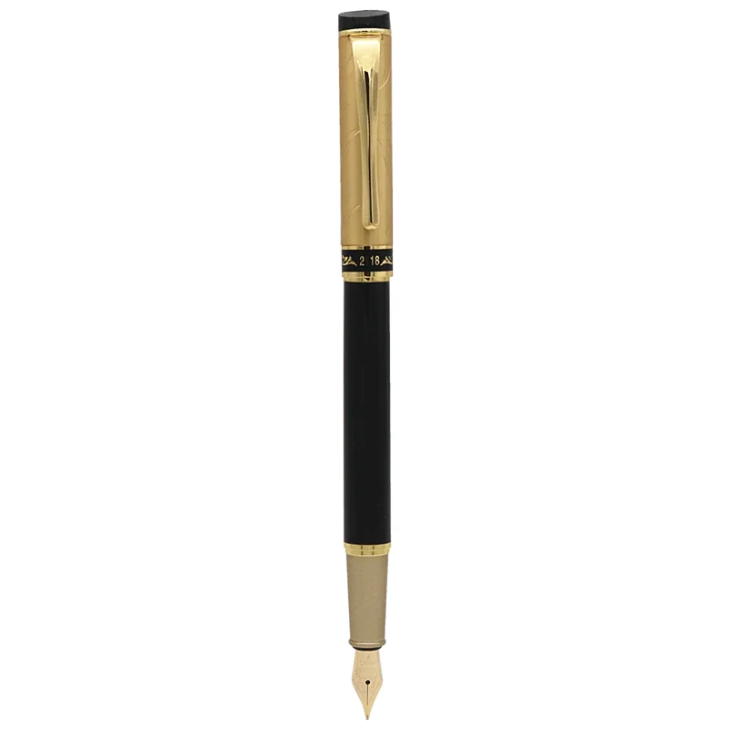 Custom Text Fountain Pen With exquisite leather Pencil case No ink in the pen Gold text iridium high-quality pen tip Gel pen