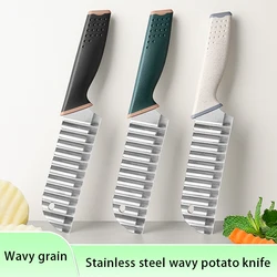 For kitchen Cortador de patatas fritas para hacer patatas fritas, cuchillo ondulado deacero inoxidable, cuchillo de cocina