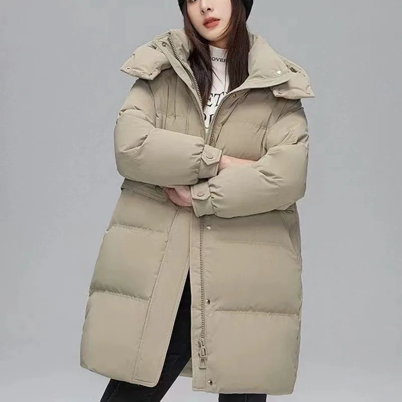 여성 파커 따뜻한 후드 두꺼운 흰색 거위 여성 다운 재킷 2025 새로운 겨울 패션 고품질 여성 다운 재킷 H329