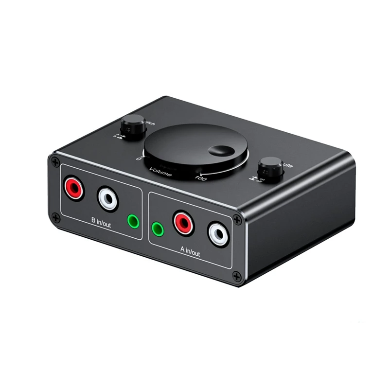 

3.5Mm RCA Stereo Bi-Directional Audio Switcher 1 In 2 Out Or 2 In 1 Out 3.5Mm 2RCA Audio Switcher With Mute Button