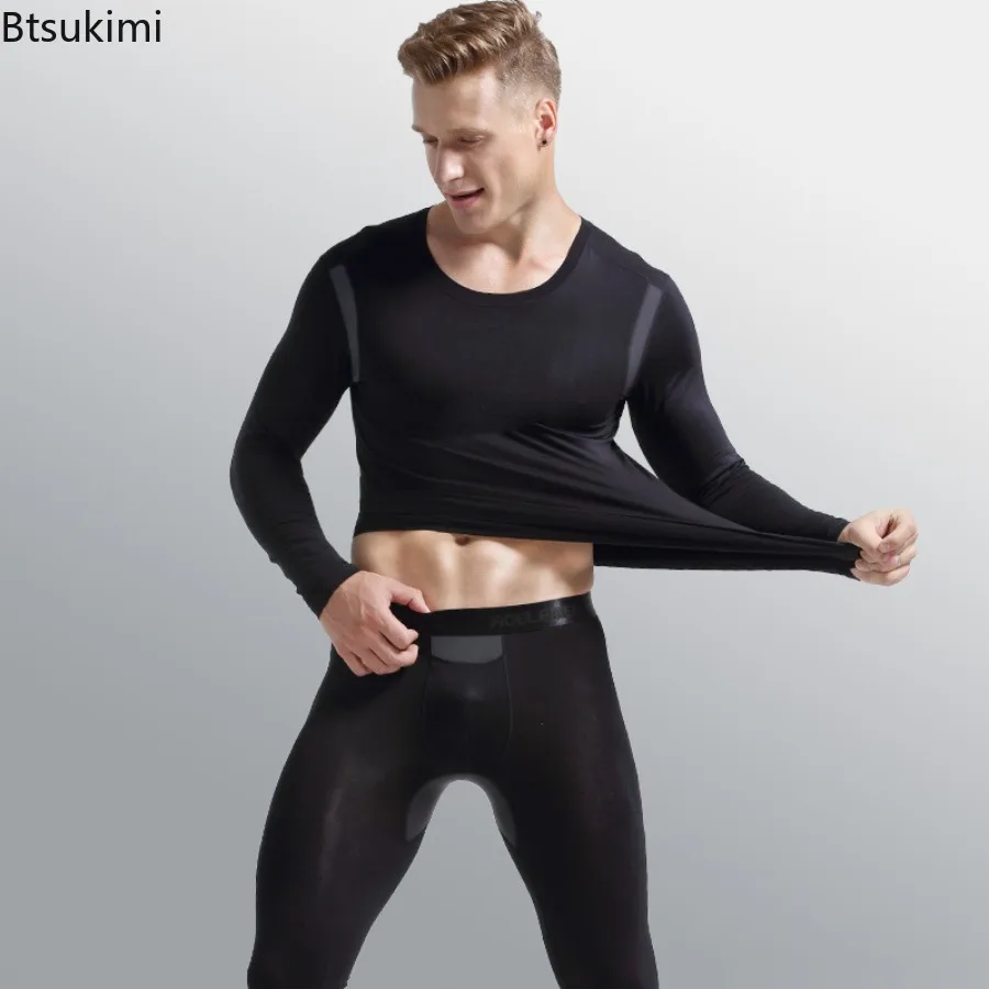 

2026 New Men's Long Sleeve Trousers Autumn and Winter Thermal Underwears Cool-proof Long Johns Sets Man Home Sports Fitness Suit