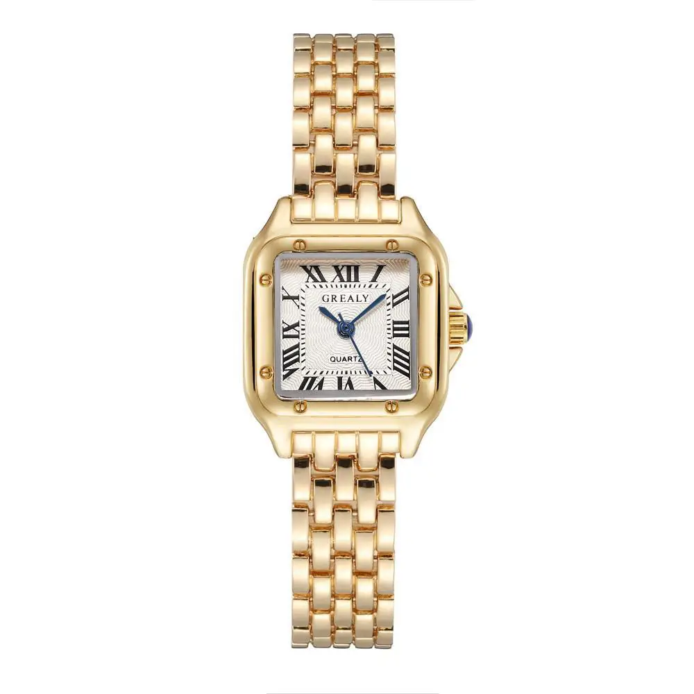 Montre de marque de luxe pour femmes ensemble de diamants romains étanche en acier inoxydable sans décoloration bracelet en or cadeau