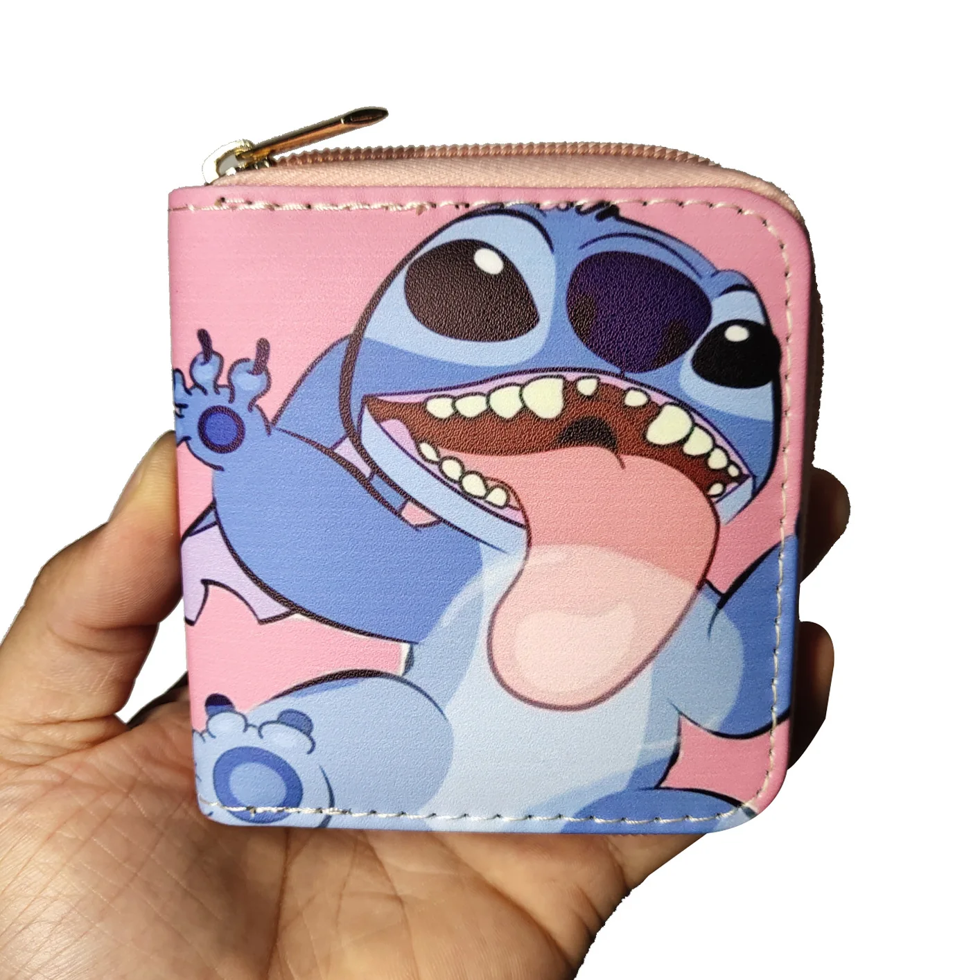 Disney-cartera de puntada de dibujos animados, monedero corto multicapa, bolso para tarjetas, Mini bolsos con cremallera, monedero para niñas, regalo de cumpleaños