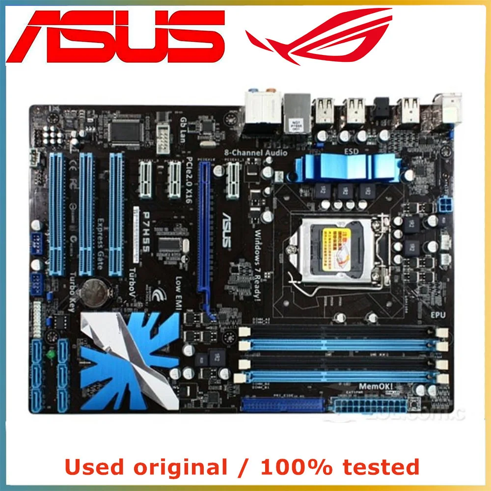 

For Intel H55 For ASUS P7H55 Computer Motherboard LGA 1156 DDR3 16G Desktop Mainboard SATA II PCI-E 2.0 X16