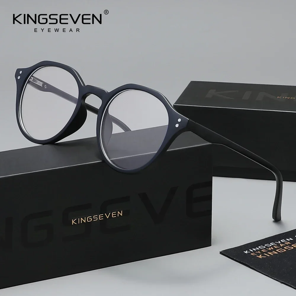 KINGSEVEN Casual Anti Blue Light Glasses Men Women Retro Classical Trendy Computer Protection Round Reading Eyeglasses