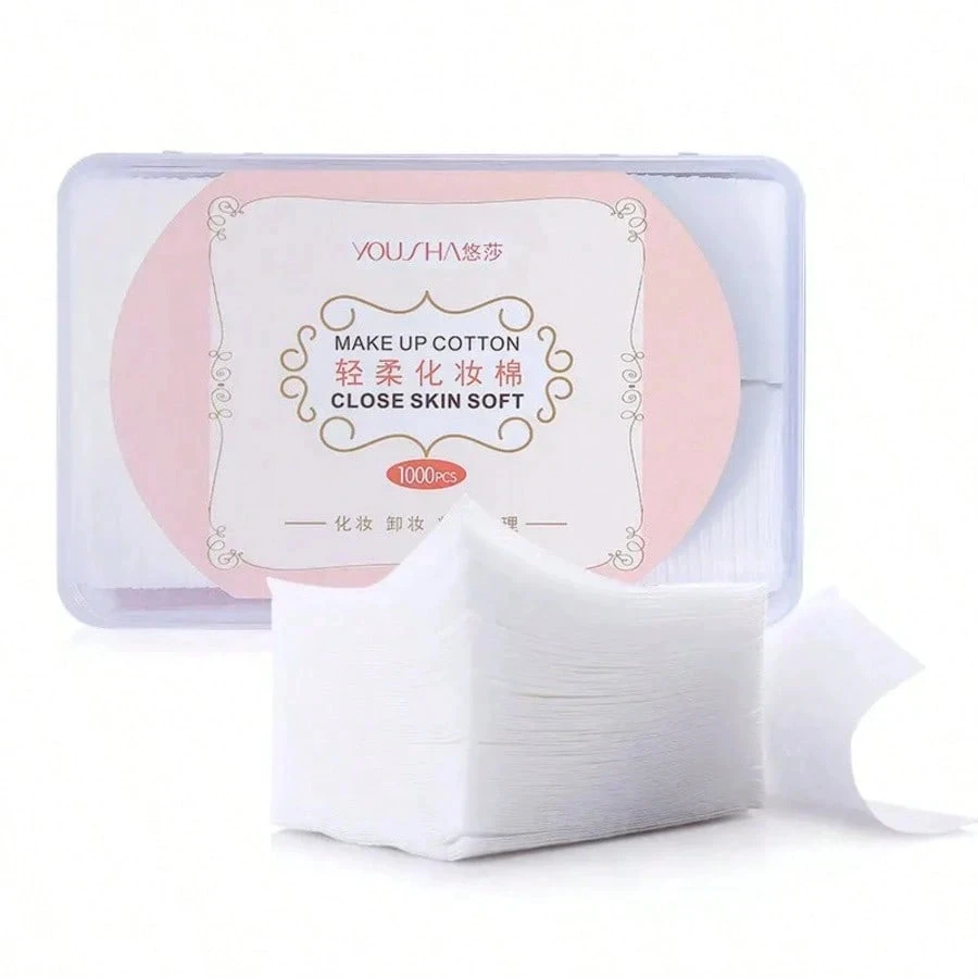 1000Pcs 일회용 메이크업 코튼 물티슈 소프트 리무버 패드 페이셜 클렌징 페이퍼 와이프 코스메틱 패드 박스 포함