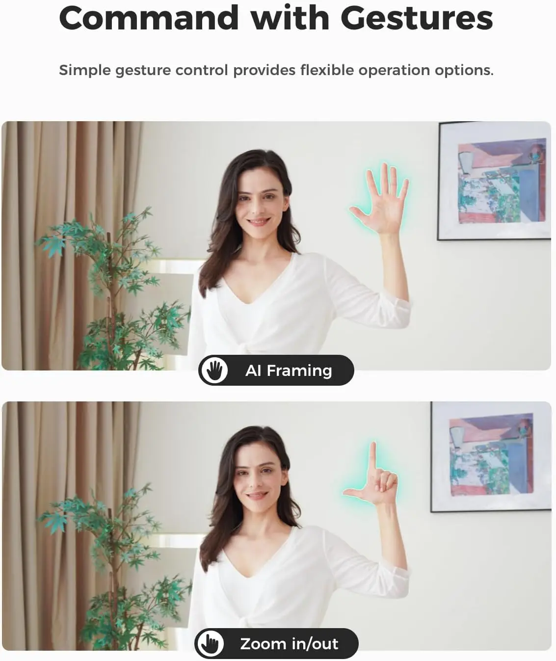 كاميرا ويب OBSBOT Meet SE بدقة 1080P 100FPS مع مستشعر إطار AI 1/2,8 بوصة للتحكم في الإيماءات في وضع التجميل #4