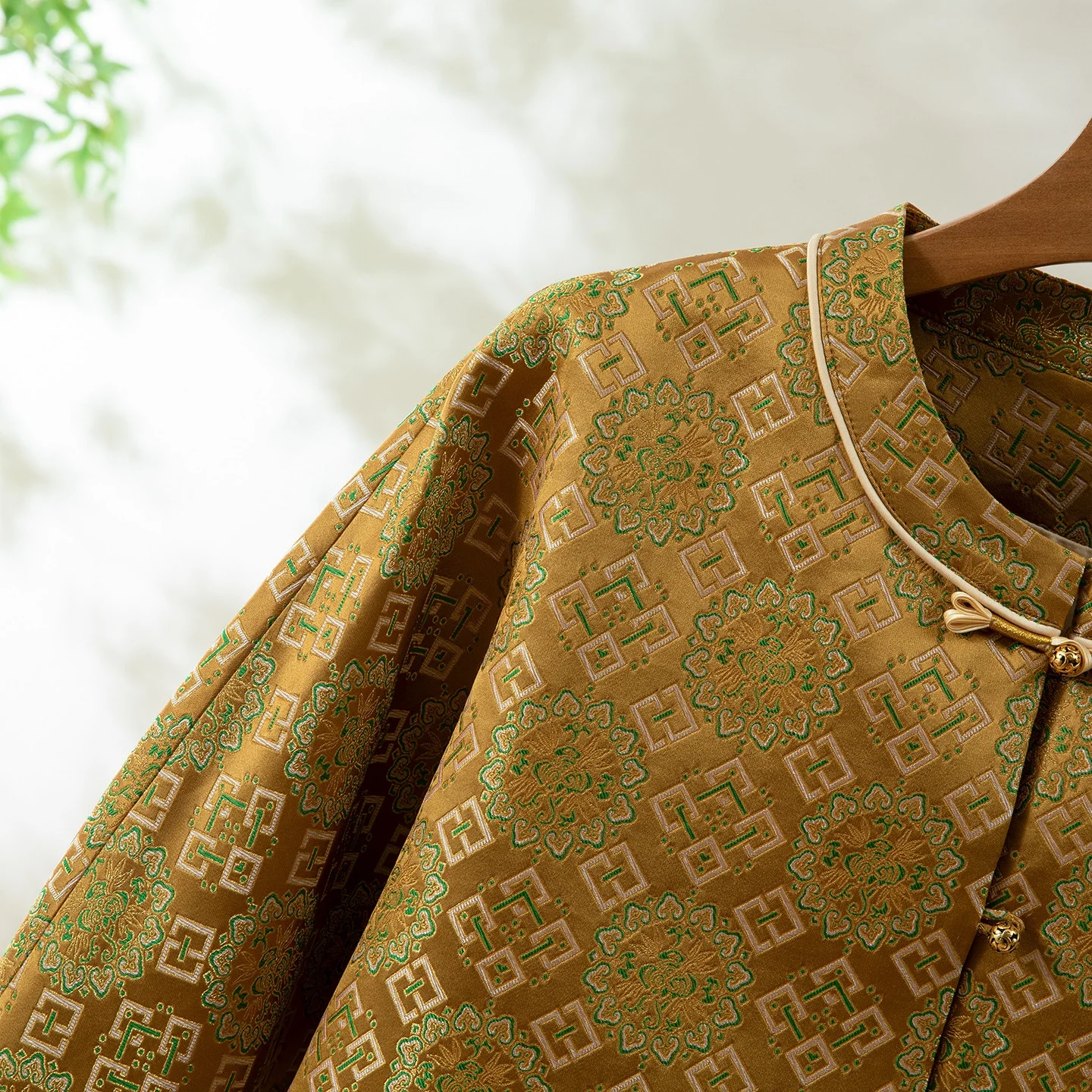 Winsleter-100% echte zijde liedbrokaat elegante jas, O-hals geometrie, dames luxe retro chique losse jas, 2025 winter nieuwe C5N808CC