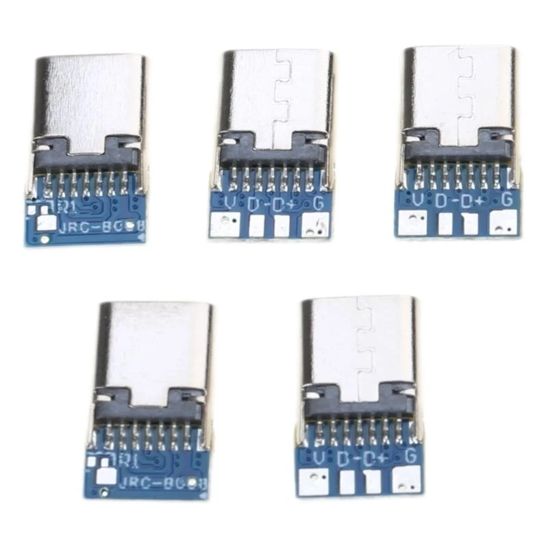 5 Pcs USB Type-C USB-C 14 Pin Connector Breakout P-CB Board (Female) Metal