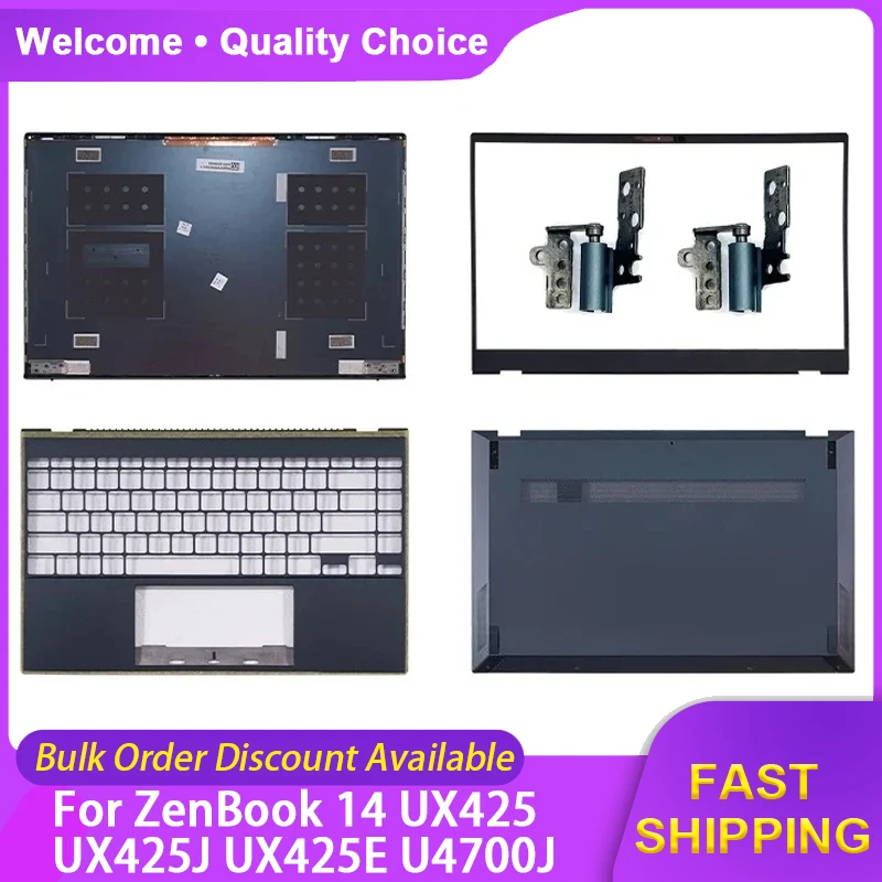New Laptop Shell For ASUS ZenBook 14 UX425 UX425J UX425E U4700J LCD Back Cover Rear Lid Front Bezel Hinges Palmrest Bottom Case