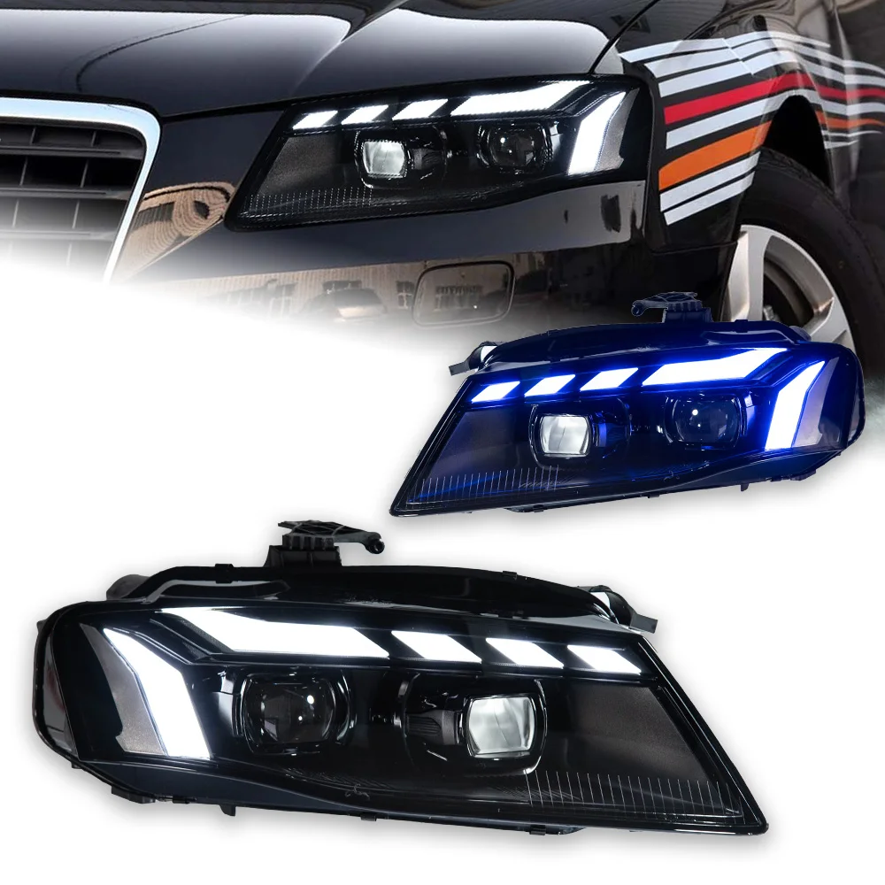 Car Lights For Audi A4 Headlight Projector Lens 2008-2012 Dynamic Signal Head Lamp LED Headlights Drl Automotive Accessories