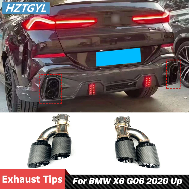 Carbon Fiber Stainless Steel Exhaust Muffler Tips For BMW X6 G06 Tuning 2020 Up