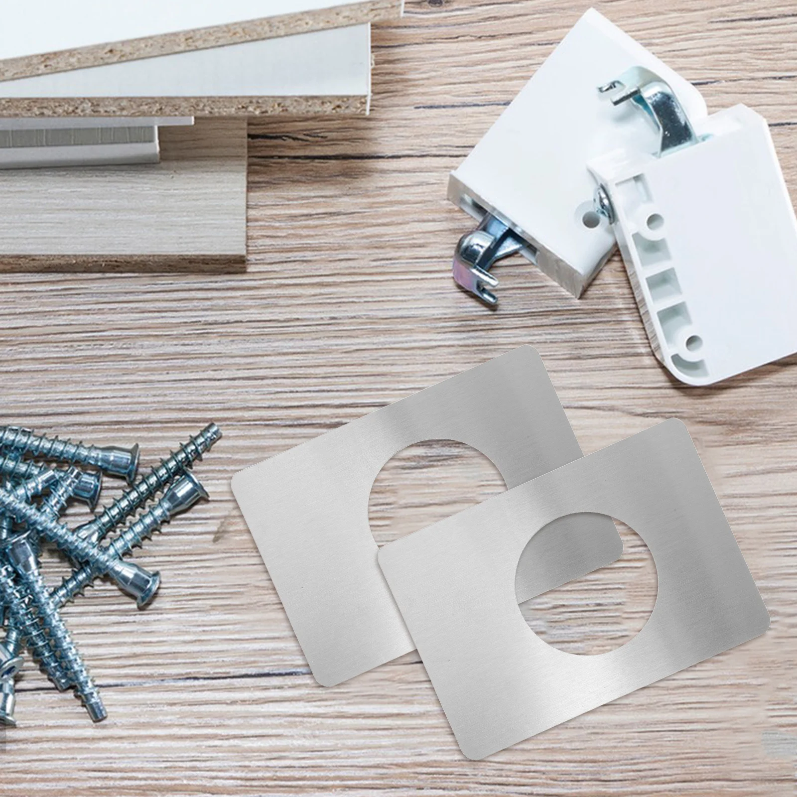 

2Pcs Stainless Steel Ball Lock Repair Plate Door Lock Reinforcement Plate Wood Door Latch Fixing Disc Interior Installation Kit